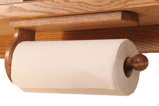 Paper Towel Hold/ Wall or Under Cabinet Wood Golden Oak 