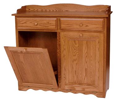 Extra Large Wood Trash Bin Unfinished Trash Can Trash Cabinet With Trim  Amish Handmade Made in USA 50 Qt 